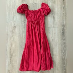Abercrombie Emerson Puff Sleeve Dress Red